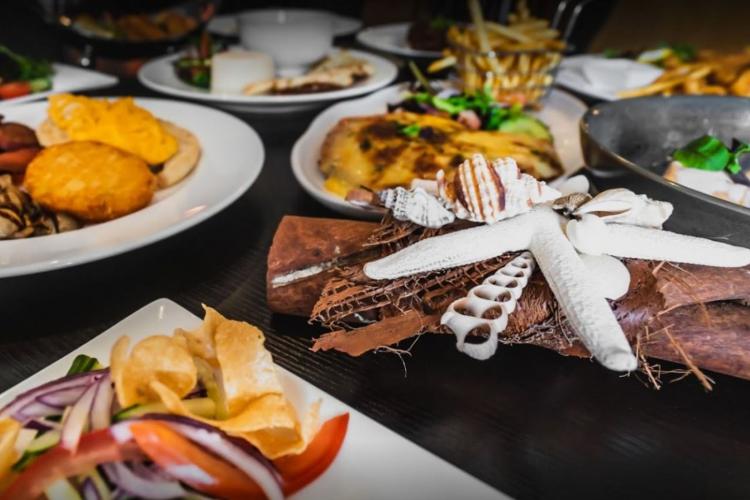 a beautiful table display of food